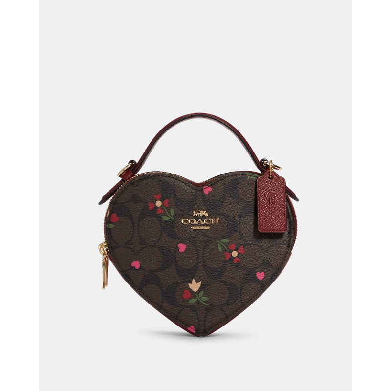 Coach Heart Crossbody In Signature Canvas With Heart Metal Print (C8040)