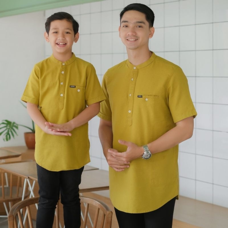 SAVIQ Baju Koko Muslim Anak Kurta Linen