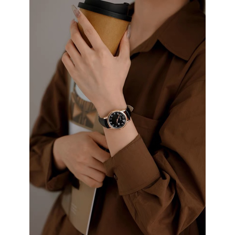 Jam tangan wanita GEDI CLASSIC tali kulit coklat asli Import -KOOLEY