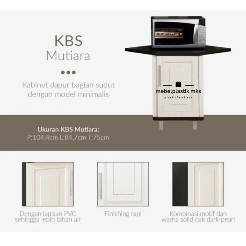 Lemari Rak Dapur Kitchen KBS Mutiara Minimalis Putih Cream olympic
