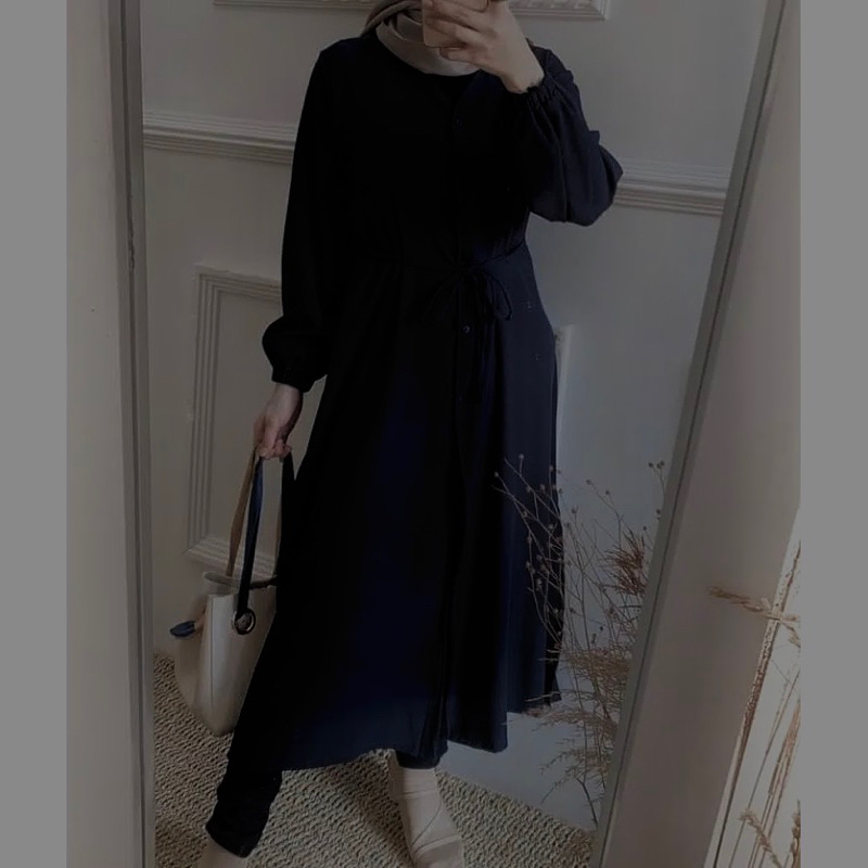 fatiya tunik moscrep polos full kancing bertali