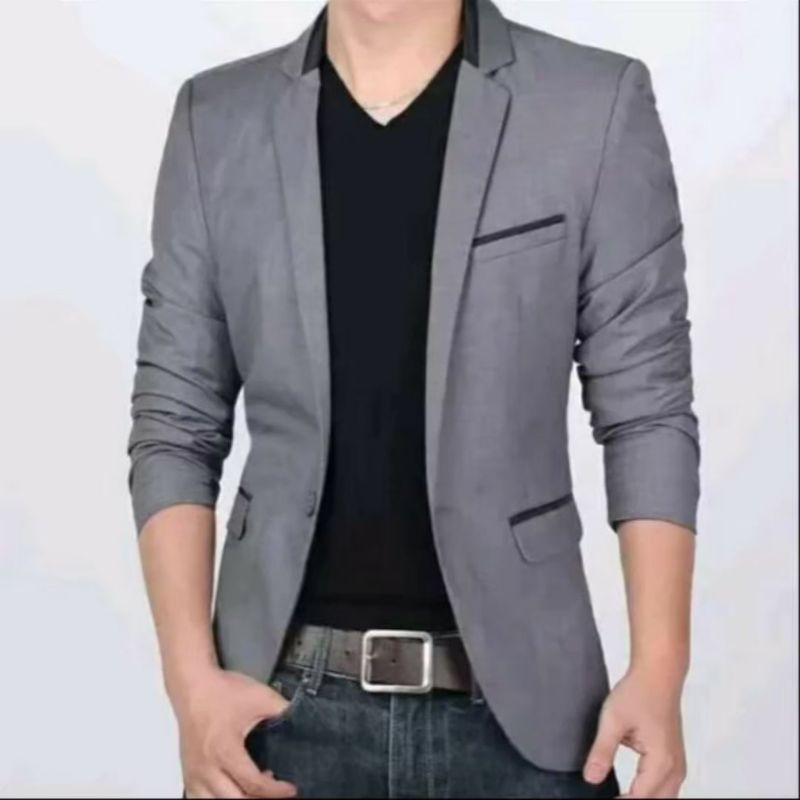 Jas pria Jas blazer pria slim fit / jas blazer korea / jas blazer pria exo grey
