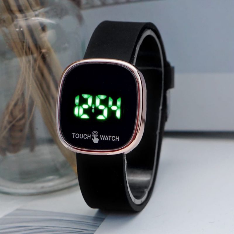 (Cod)Jam Tangan Wanita Led Watch Touch Scren Murah New Led Putih Digital Strap Rubber/Karet(Dikirim Jakarta)