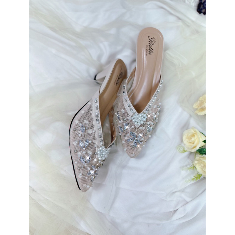 Termurah!!!! Heels 5cm brukat payet fatimah series/ wedding shoes / sepatu pengantin / sepatu tunangan