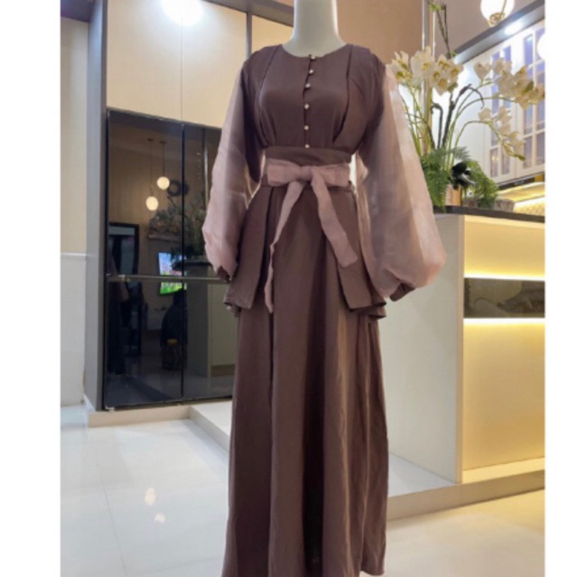 Gamis lengan organza Copie bagan lady ZR