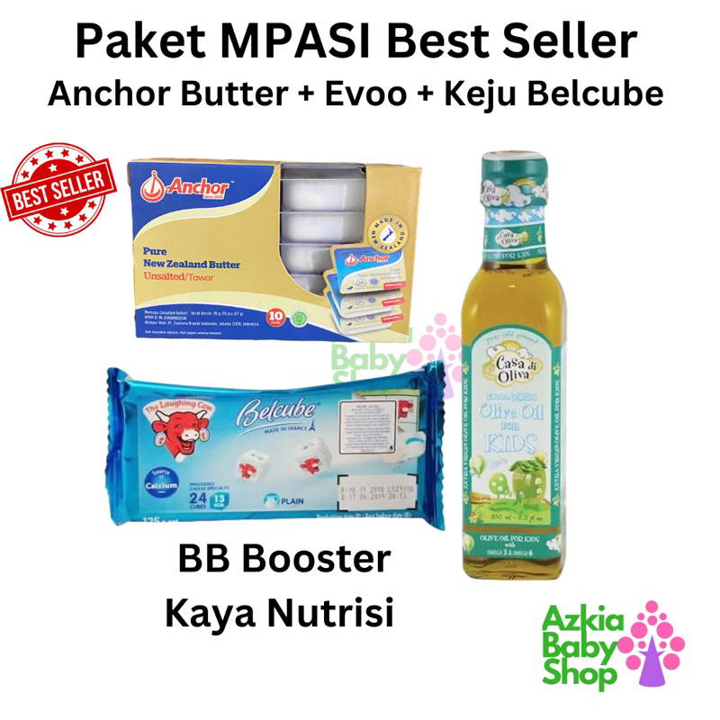 Paket MPASI Evoo Casa Di Oliva Anchor Unsalted Butter Keju Belcube