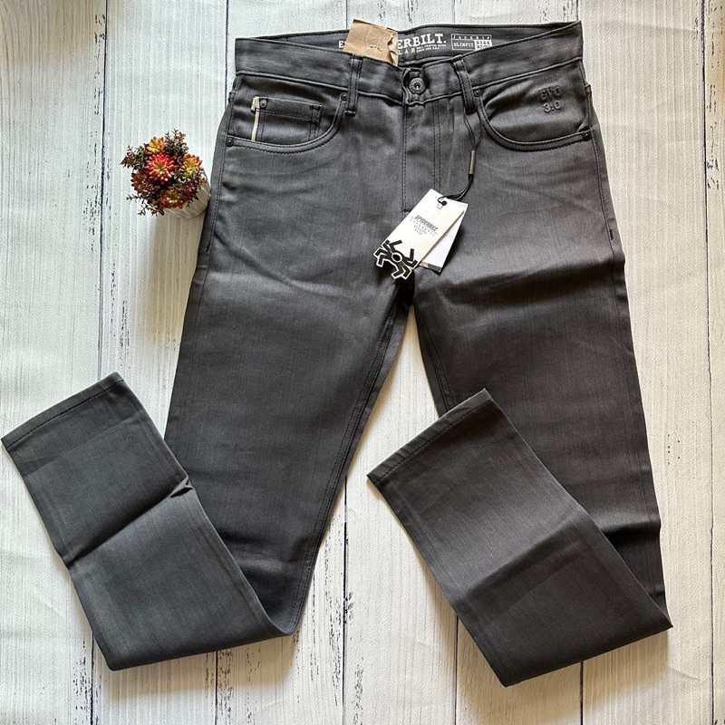 SPYDERBILT celana panjang pria jack rip selvedge pant evo denim 3.0 CHARCOAL SLIMFIT stretch NEW ORI
