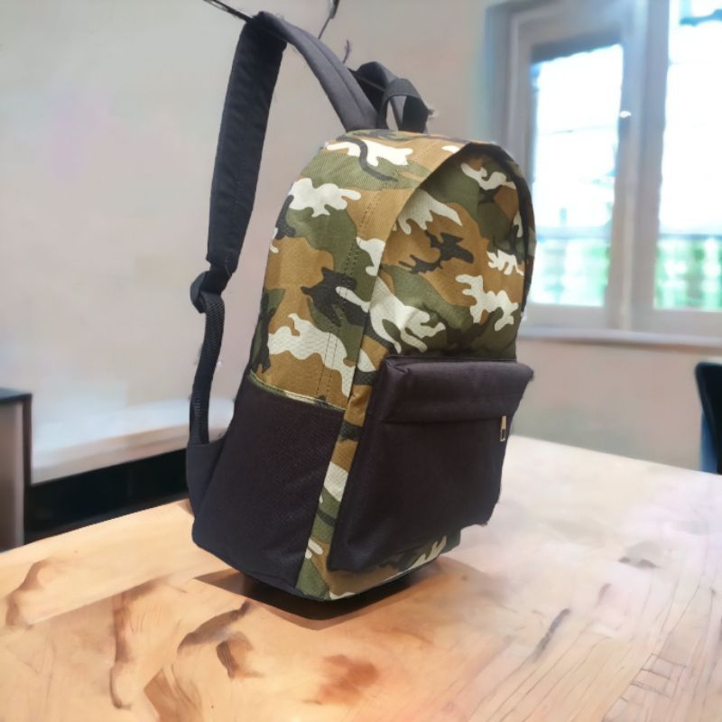 Tas Ransel Punggung Army /Backpack Tu7uh Store Tas Sekolah anak sd tas ransel loreng army/gendong/tas punggung/anak pria wanita printing army loreng hitam polos