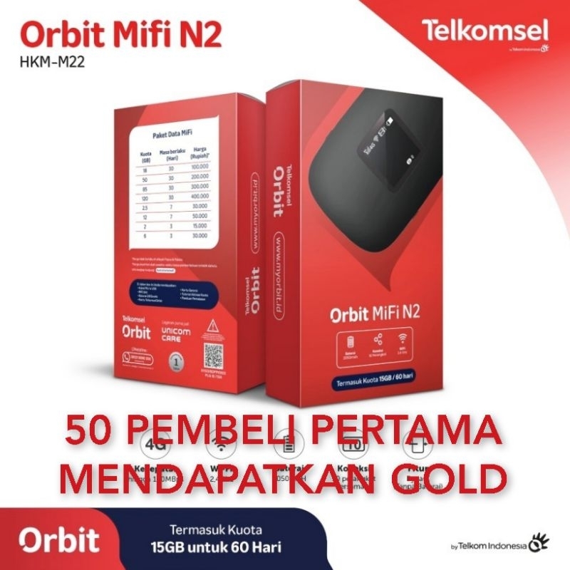 Orbit Telkomsel Mifi M22 / N2 Portable Modem Wifi 4G Bonus Data 15GB