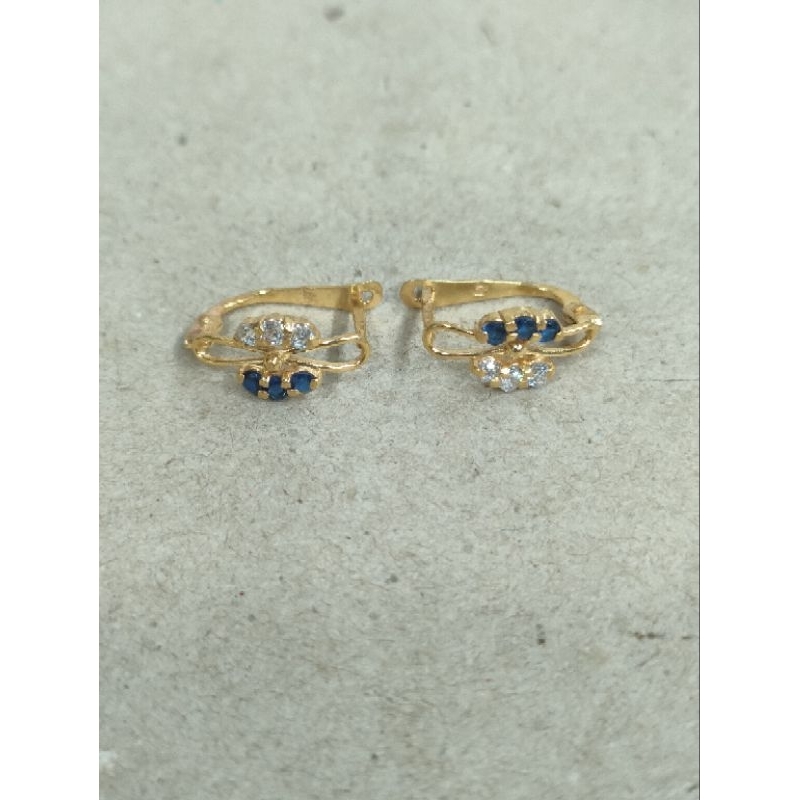 anting jepit pita mata 6 putih biru 1 gram emas muda