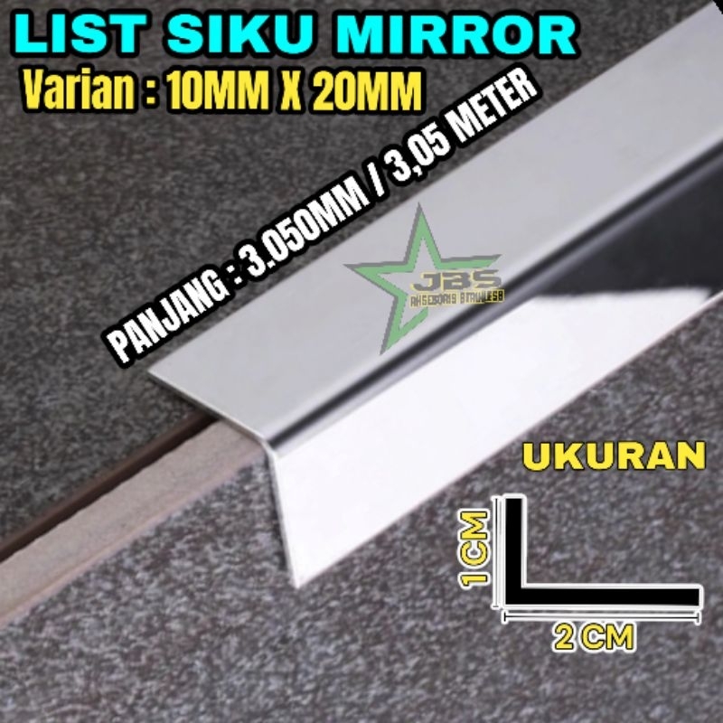 LIST SIKU MIRROR 10x20x3.050MM T: 0.8MM STAINLESS SS 201