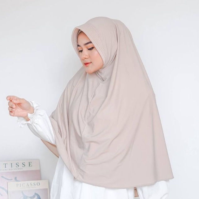 Jilbab Bergo Hamidah Jersey Ped Jumbo L | Hijab Instan | Kerudung Sar'i Muslimah