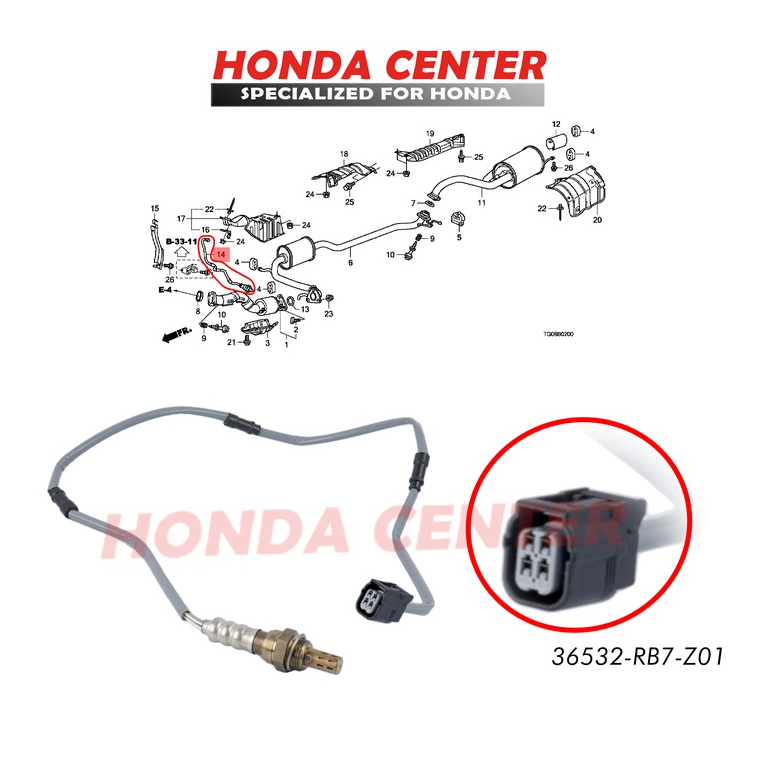 sensor oxygen oxigen oksigen 02 s2 honda jazz s rs  2009 2010 2011 2012 2013 2013 2014 city gm2  2009 2010 2011 2012 2013 36532-RB7-Z01