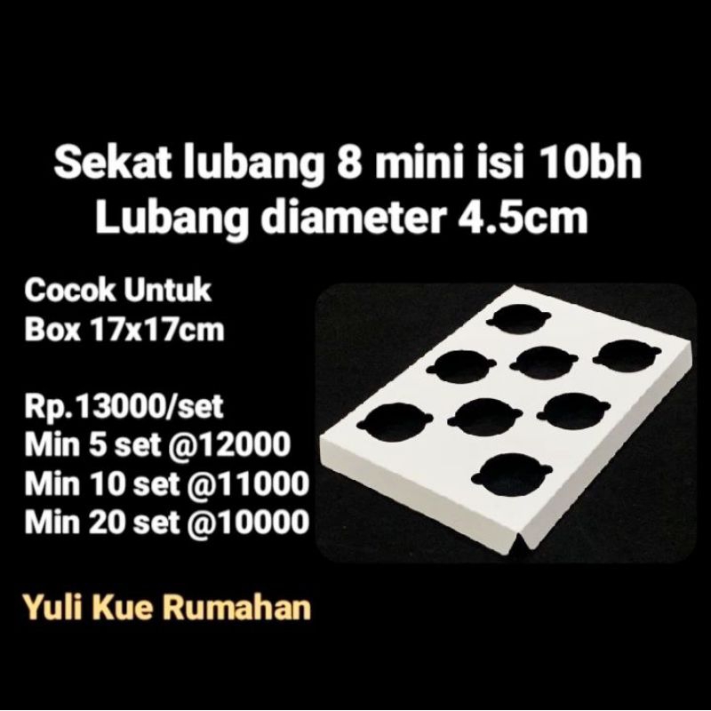 

Sekat lubang 8 mini putih diameter 4.5cm utk box 17x25cm dijual 1 set isi 10 lembar