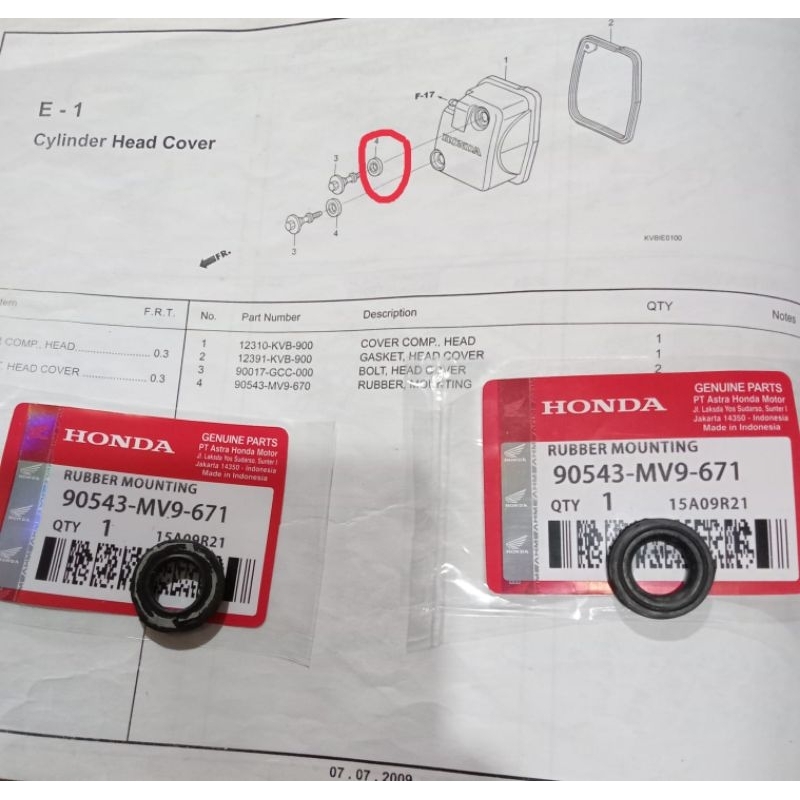 Rubber Mounting Atau Seal Baut Baut Tutup Head Honda Revo 110 Blade 110 Revo F1 Beat Spacy Scoopy Va