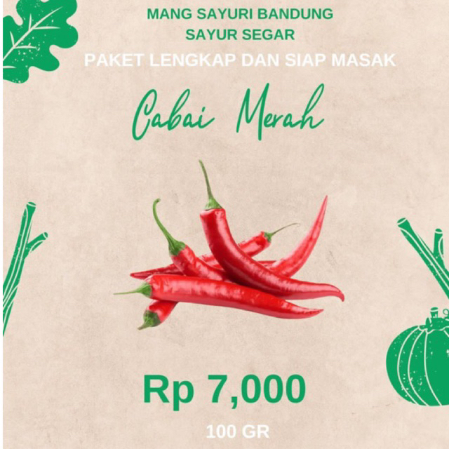 

Cabai Merah cabe merah 100gr Fresh Bandung