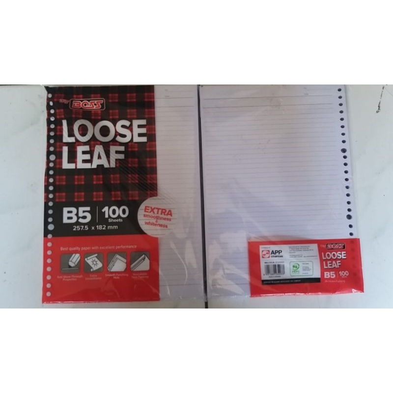 

LOOSE LEAF B5-100 BIG BOSS / KERTAS BINDER BERGARIS 100 LBR