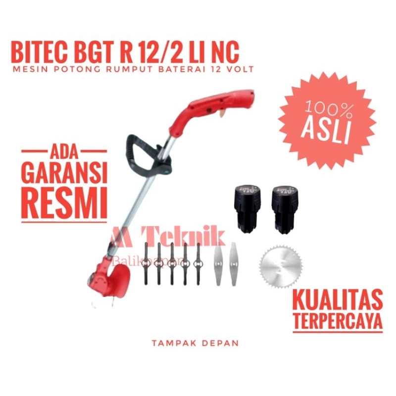 Mesin Potong Rumput Baterai Bitec BGT R 12/2 Pemotong Cordless Brush Cutter 12 Volt