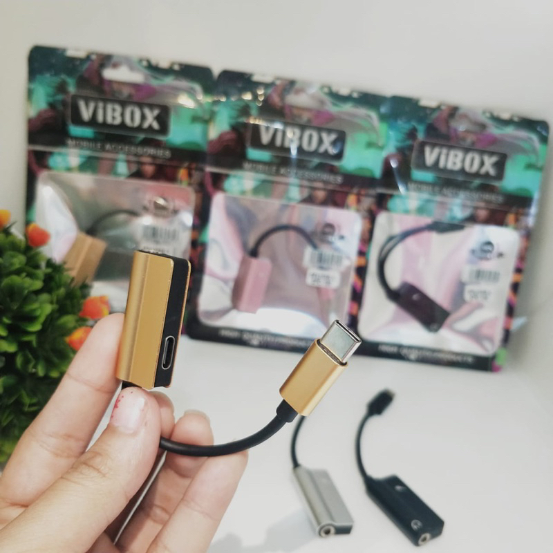 Vibox Splitter spc100 type c 2in1 Adapter Converter Jack 3.5mm Audio and Type C to Type C charging Adaptor OTG Premium quality Promo Sen