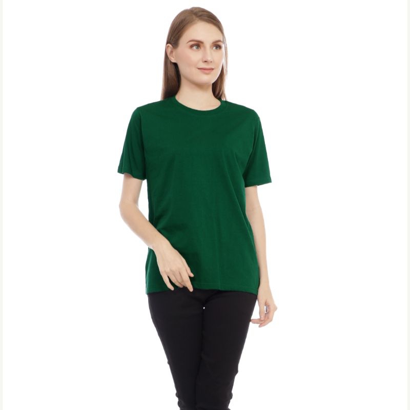 KAOS POLOS  T-SHIRT GREEN HIJAU BOTOL WANITA CEWEK PREMIUM DISTRO JUMBO PESANAN COD