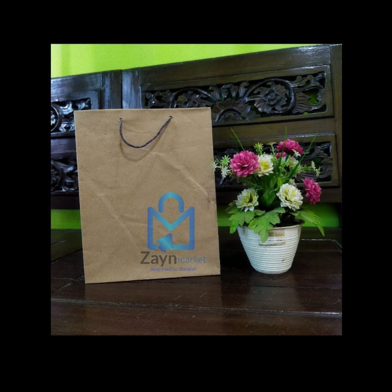 

Paperbag Tas Kertas Coklat Ukuran 20x10x25/Custom Sablon