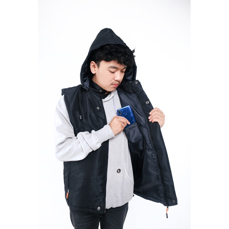 Rompi Taslan  Waterproof  Tebal Hoodie Pelindung Dada Original  Unisex Terbaru Terlaris Pria Wanita