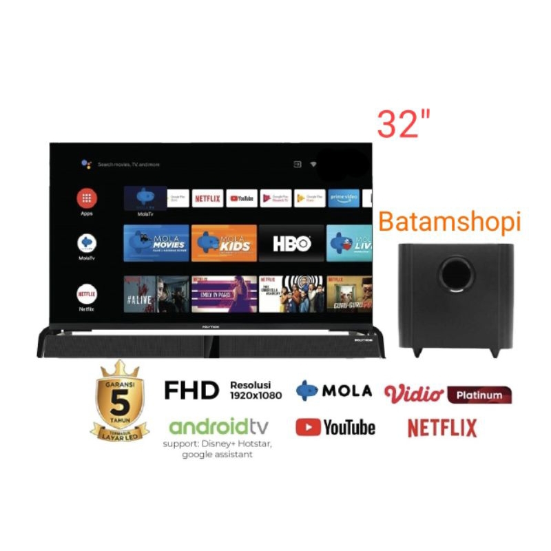 tv android polytron 32 inch soundbar 32BAG5959 ORIGINAL