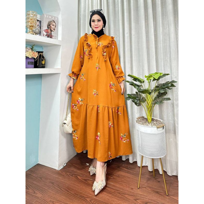 Gamis crincle pampam pompom