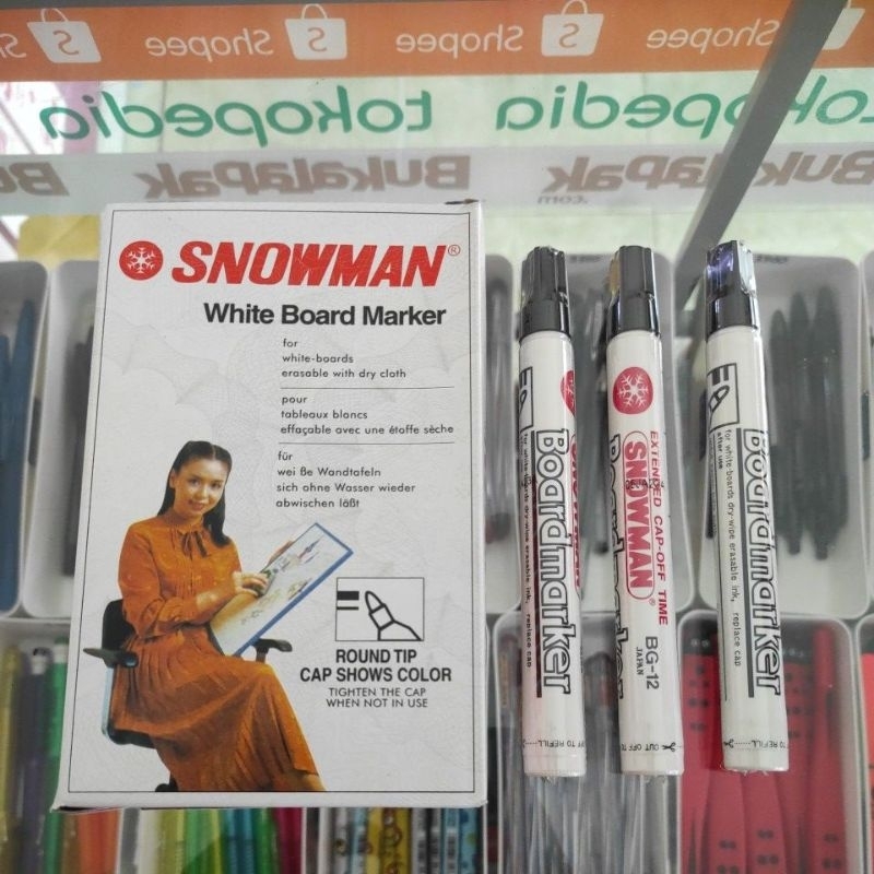 

Spidol SNOWMAN BOARDMARKER warna HITAM isi 12pcs