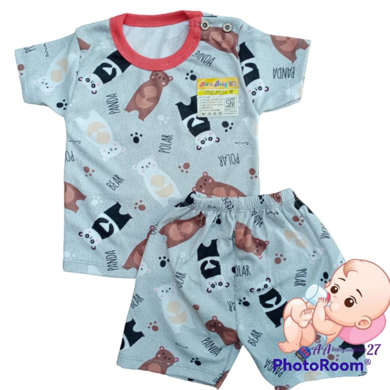 PRODUK TERBARU!!! 3Pasang Setelan Airin Lengan Pendek Kancing Bahu Ukuran Newborn S M L XL SNI