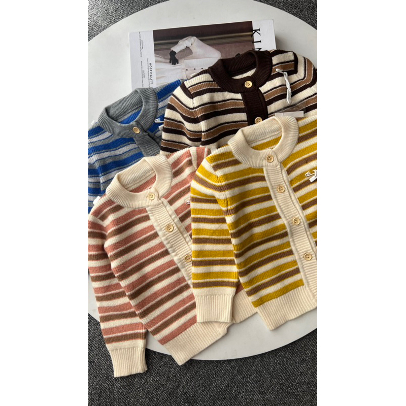 cardigan knit anak stripe | cardigan knit sweater rajut anak peremuan dan laki-laki