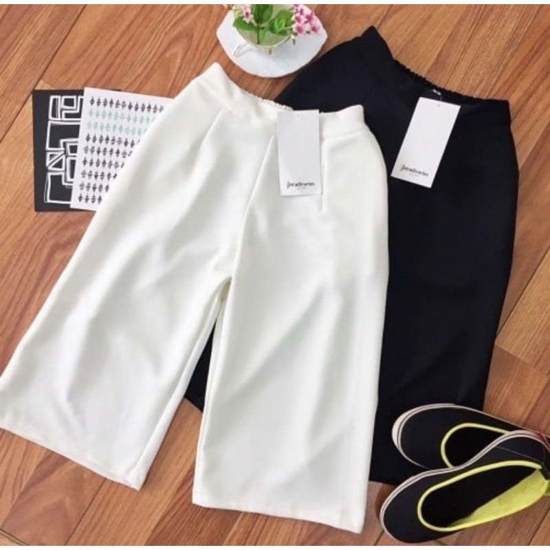 Celana Kulot Pendek 3 4 Scuba Wanita Premium Tebal Korean Style