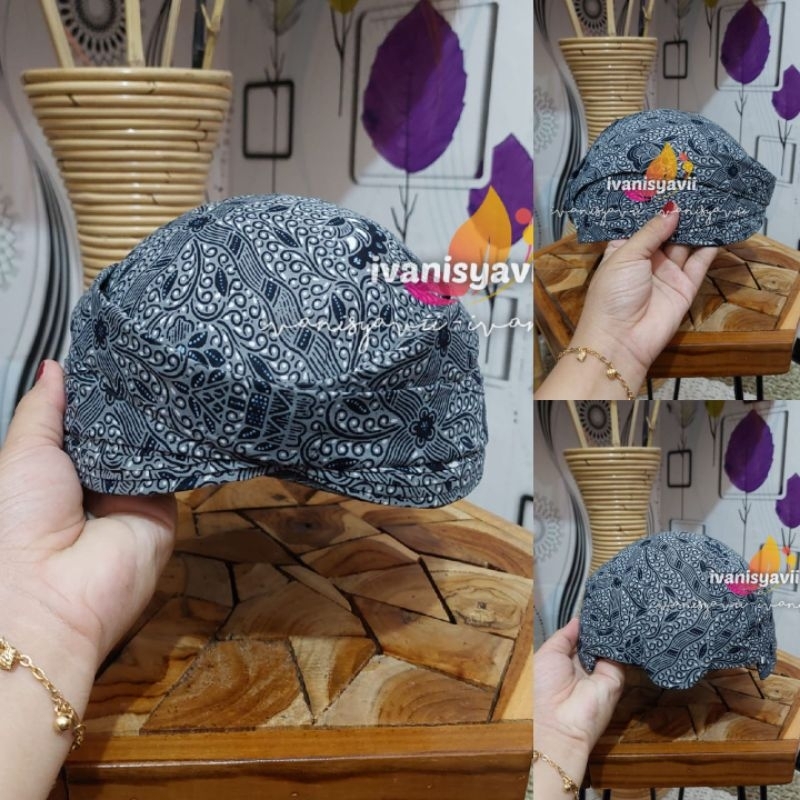 Blangkon Solo Jarik / Bahan Premium - Motif Sido Mukti Silver