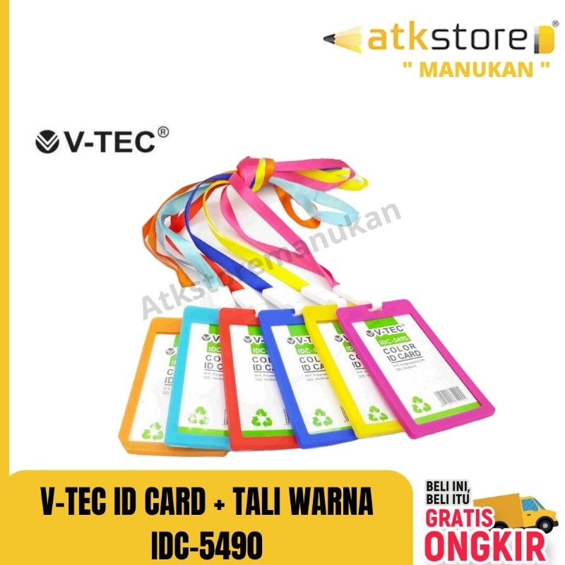 

ID CARD HOLDER + TALI V-TEC IDC-5490 / Name tag plus tali warna / lanyard warna + tali