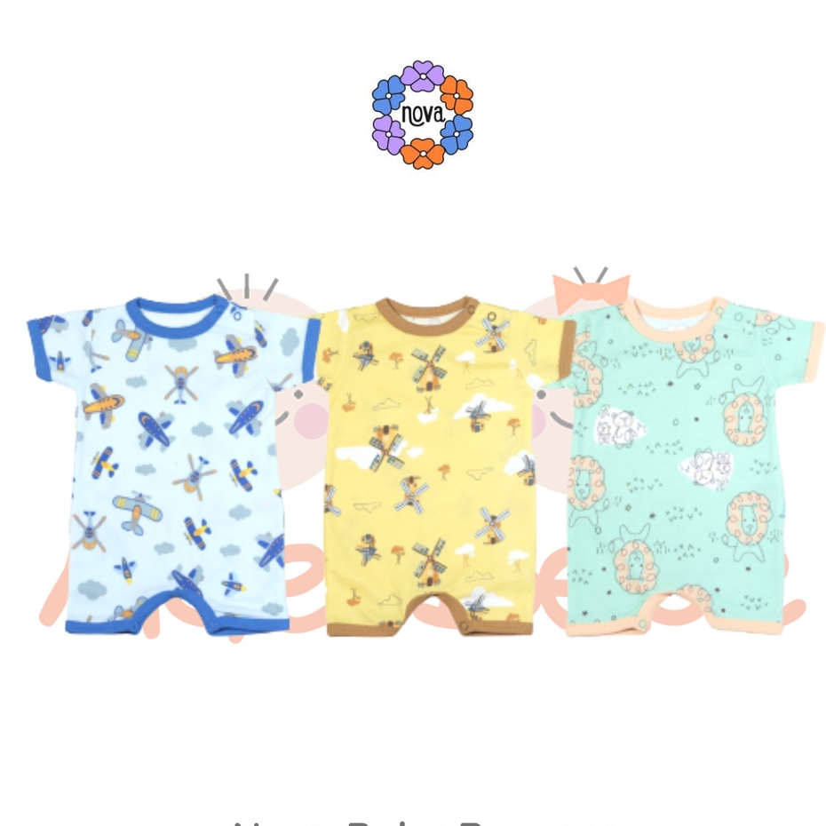 [Size 0-9 Bulan] Nova Baby Romper Motif Jumper Bayi Pendek Segiempat