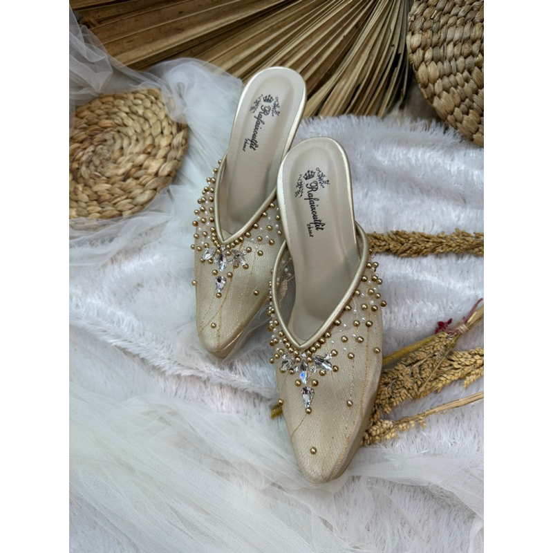 sepatu Yohanda wedding wanita gold 9cm lancip