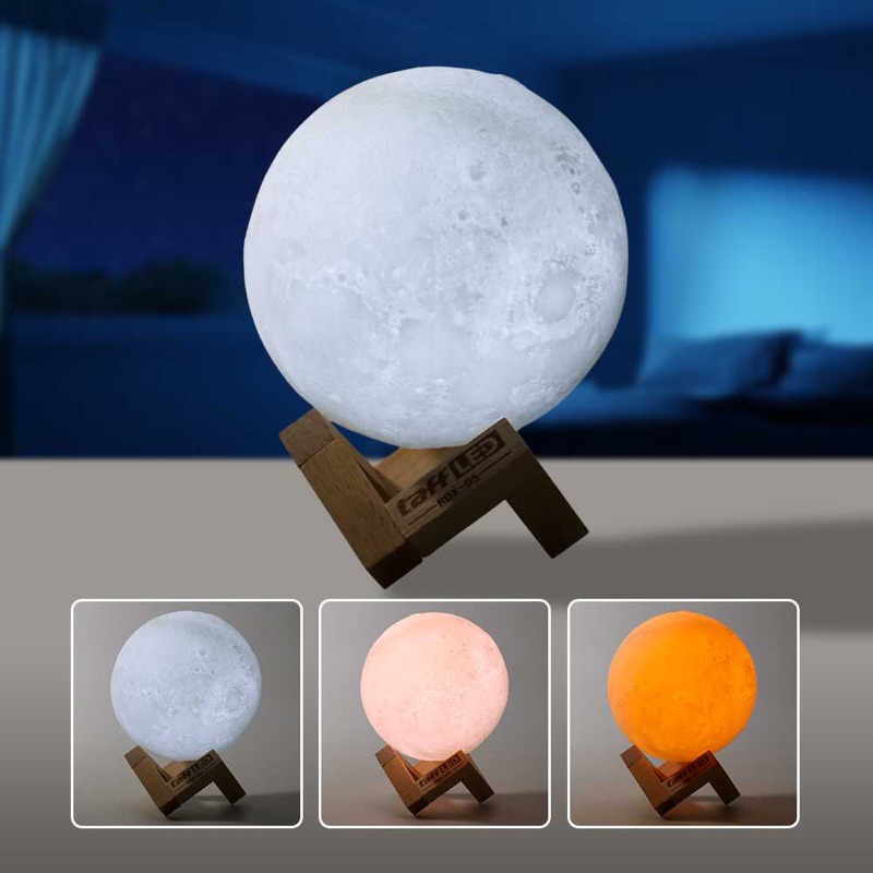 TaffLED Lampu Tidur Bulan 3D Printed Moon Night Light Lamp 400mAh 12cm - ROX-05