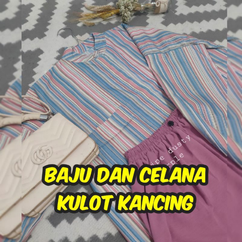 SETELAN CANDY STRIPE TUNIK + KULOT CRINCLE JUMBO PREMIUM ONE SET TUNIK