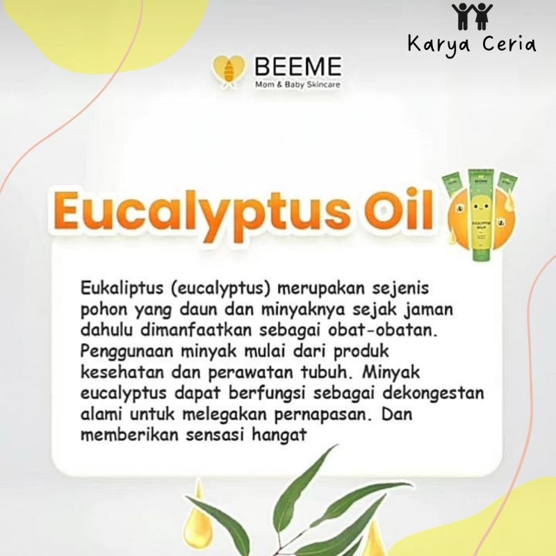 Beeme Eucalyptus balm Citronella oil Beeswax Cream Anak Bayi Serbaguna Meredakan Batuk Pilek Melegakan Pernapasan Mencegah Gigitan Serangga