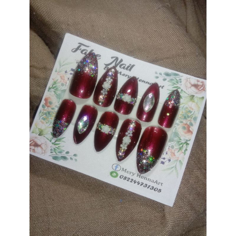 KUKU PALSU MAROON/KUKU PALSU MERAH TUA/KUKU PALSU MERAH/KUKU PALSU/NAIL ART/NAIL/AGEN KUKU PALSU/KUK
