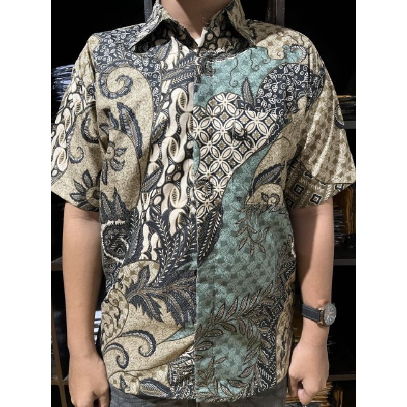 New Arrivall Batik Pria Lengan Pendek M L XL XXL Hem Batik Kantor Seragam Batik