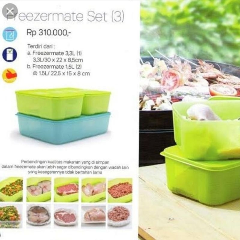 Tupperware Freezermate Set (3 pcs). Wadah Penyimpanan Serbaguna