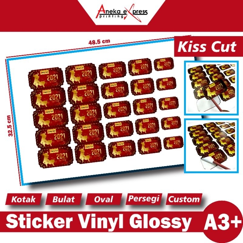 

PRINT CUTTING STIKER MURAH / CETAK STICKER VINYL A3+ / TRANSPARANT / CROMO / STIKER HVS / STIKER LABEL KEMASAN