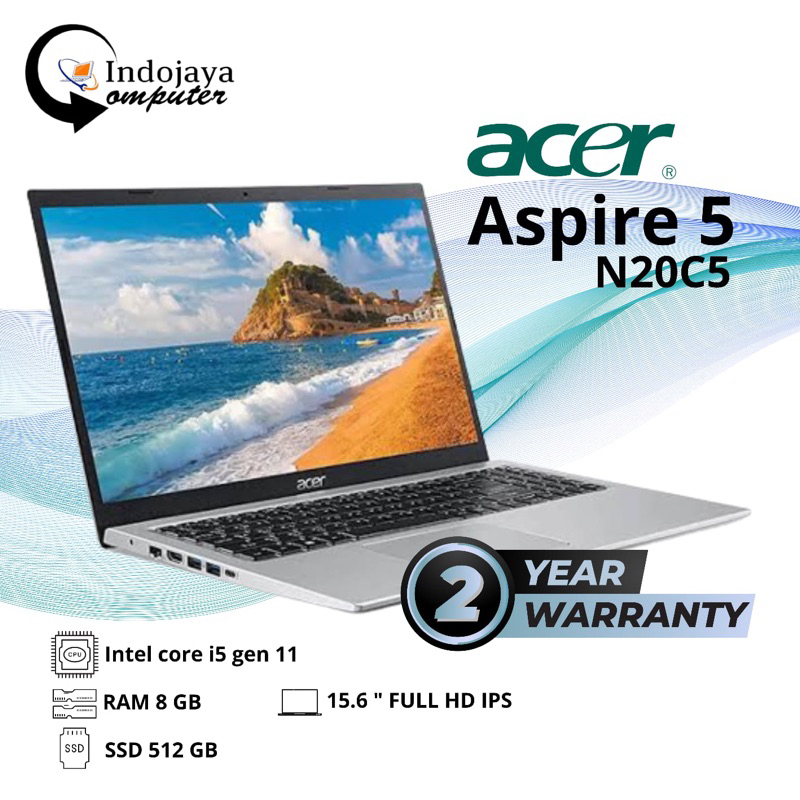 Laptop Acer Aspire 5-N20C5 Core i5 Gen 11 RAM 8 SSD 512 Garansi 2 Tahun