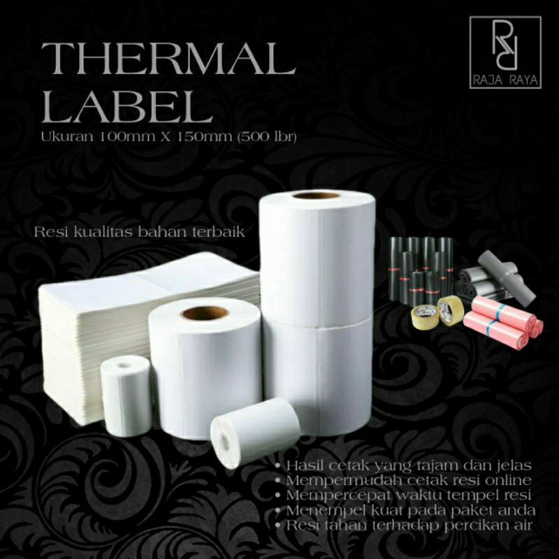 

[⚜️RR⚜️] LABEL THERMAL 100x150 ISI 500 lembar per ROLL/ STICKER RESI THERMAL RESI ONLINE SHOP
