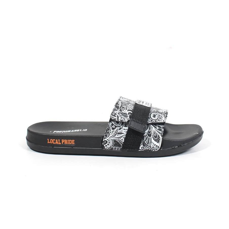 Footwear21.id - Veloz Black White | Slippers | Sandal Pria | Slide Slip on | Sendal Anti Licin Ringan Selop  | Sandal Murah