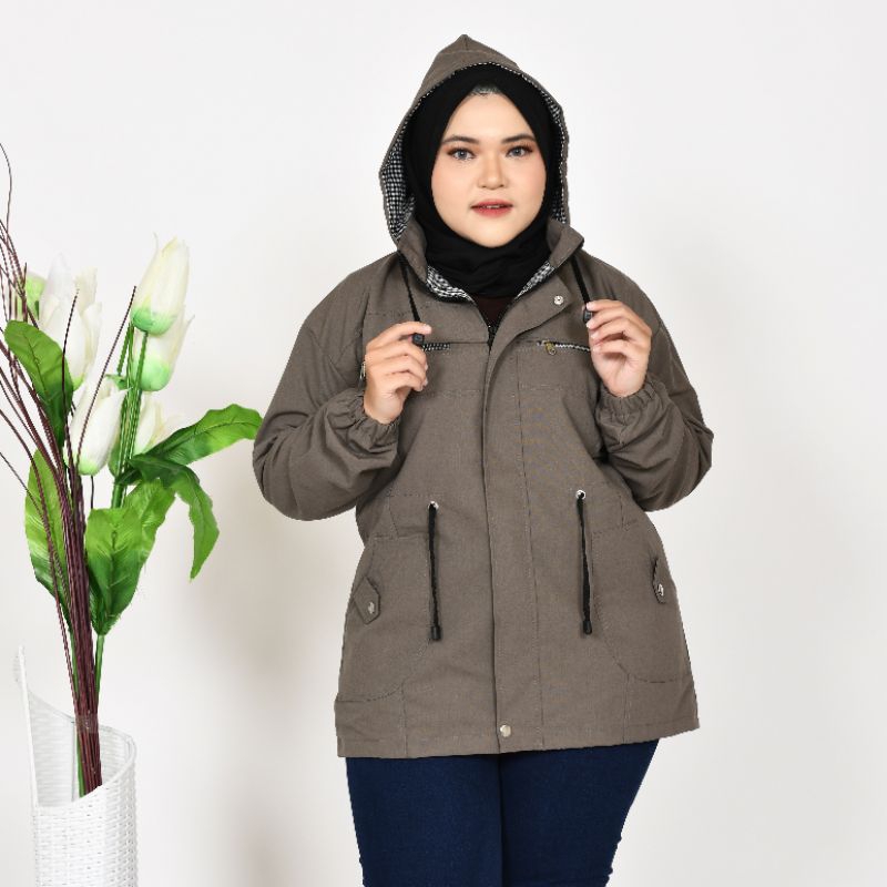 Jaket Parka Wanita Jumbo Korean Style Bolak balik Terbaru Size M L XL XXL 3XL 4XL