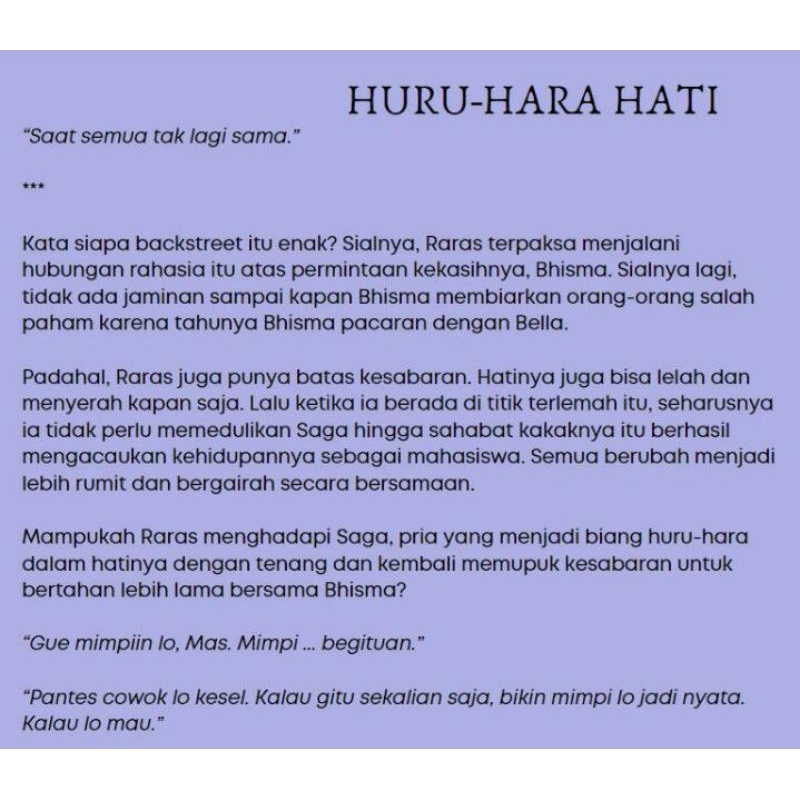 READY HURU HARA HATI SAHABAT SATU ATAP NOVEL