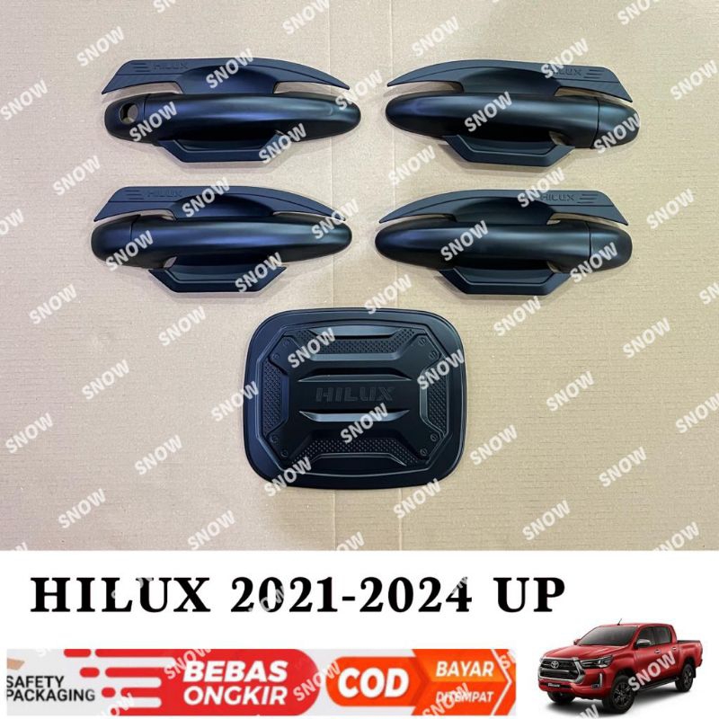 Paket Outer Handle Tank Cover All New Hilux 2021 2022 2023 2024 TIPE G V Hitam