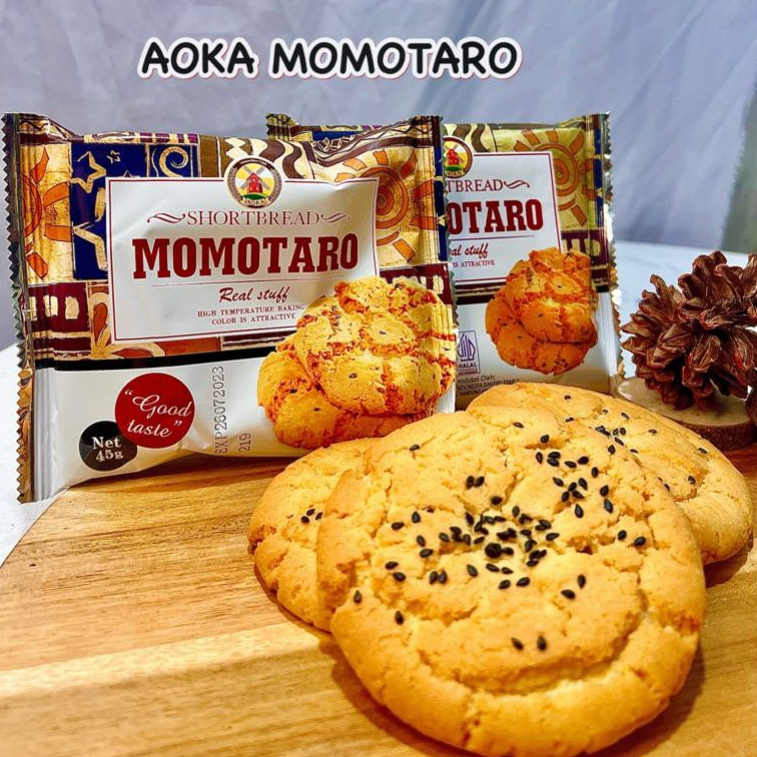 MOMOTARO SHORTBREAD 45 gr BY AOKA COOKIES ORIGINAL COKELAT MAKANAN RINGAN CEMILAN ANAK BISKUIT KUE W